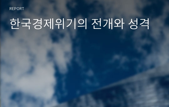 한국경제위기의 전개와 성격