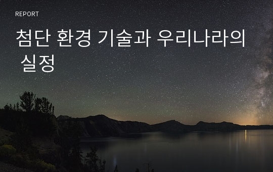 첨단 환경 기술과 우리나라의 실정