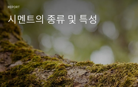 시멘트의 종류 및 특성