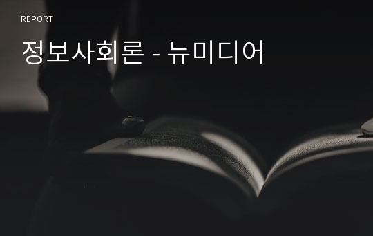 정보사회론 - 뉴미디어