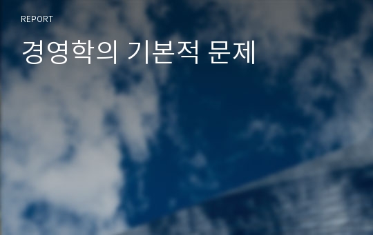 경영학의 기본적 문제