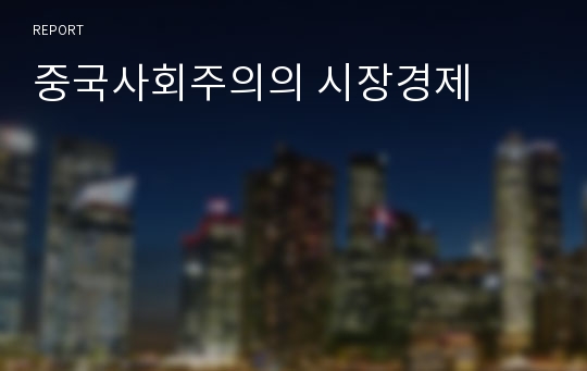 중국사회주의의 시장경제