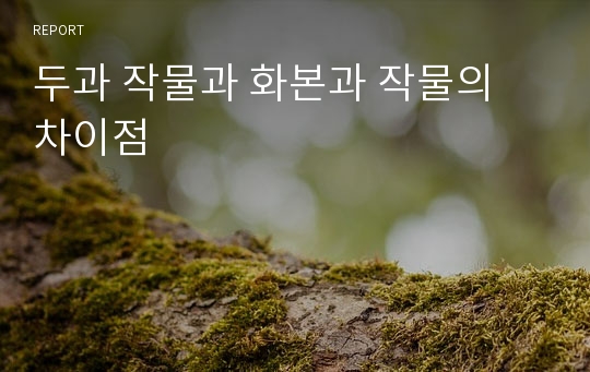 두과 작물과 화본과 작물의 차이점