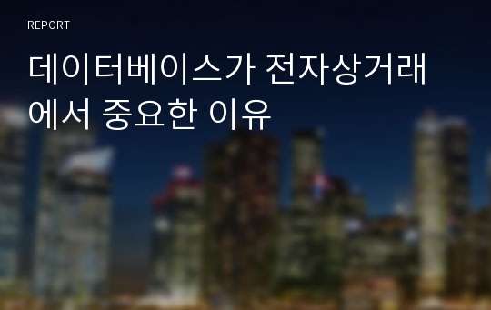 데이터베이스가 전자상거래에서 중요한 이유