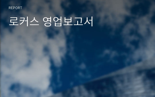 로커스 영업보고서