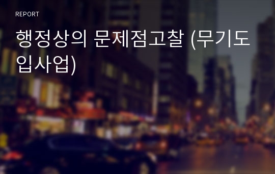 행정상의 문제점고찰 (무기도입사업)