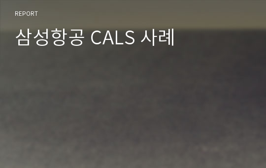 삼성항공 CALS 사례