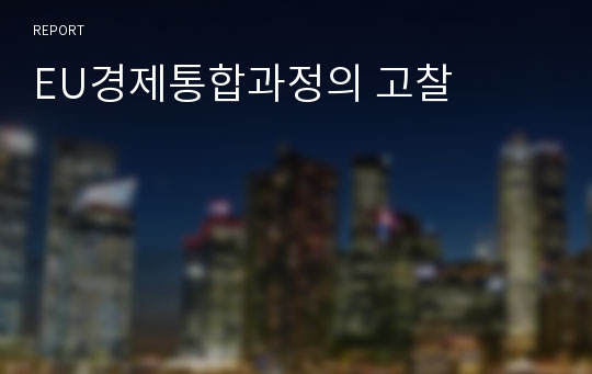 EU경제통합과정의 고찰