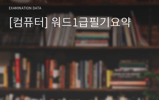 [컴퓨터] 워드1급필기요약