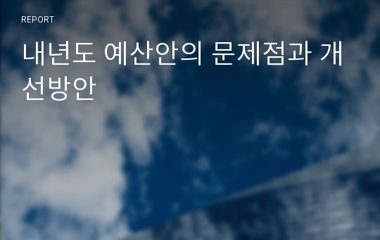 내년도 예산안의 문제점과 개선방안