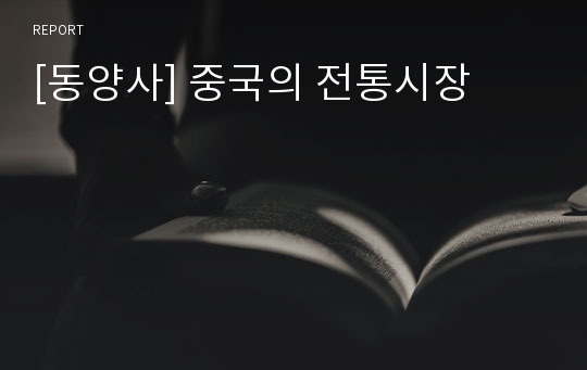 [동양사] 중국의 전통시장