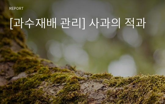 [과수재배 관리] 사과의 적과