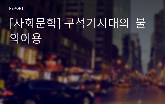 [사회문학] 구석기시대의  불의이용