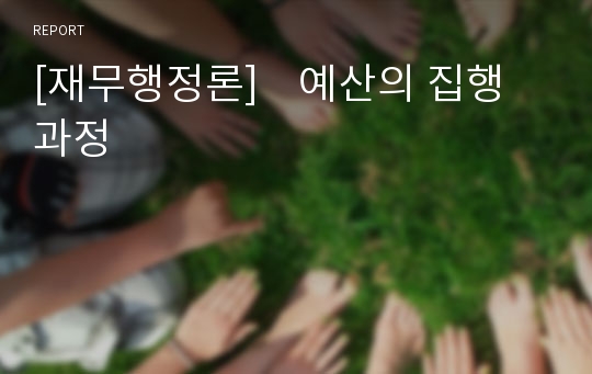 [재무행정론]    예산의 집행과정