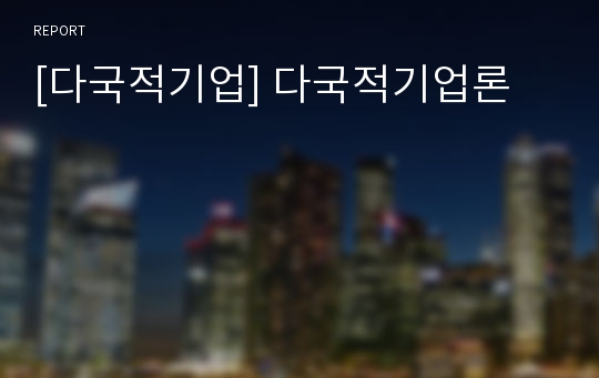 [다국적기업] 다국적기업론