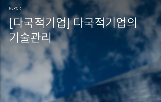 [다국적기업] 다국적기업의 기술관리