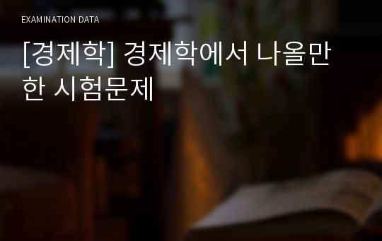 [경제학] 경제학에서 나올만한 시험문제