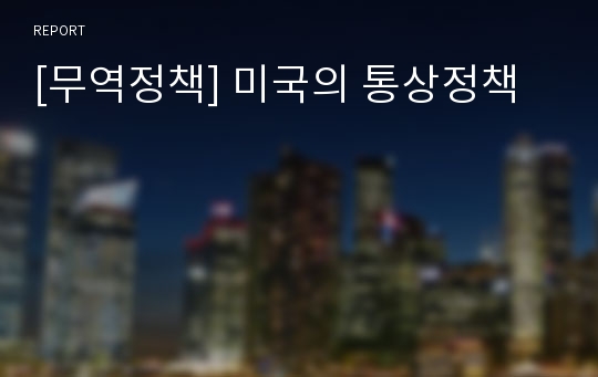 [무역정책] 미국의 통상정책