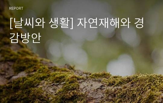 [날씨와 생활] 자연재해와 경감방안