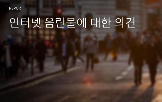 인터넷 음란물에 대한 의견