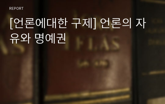 [언론에대한 구제] 언론의 자유와 명예권