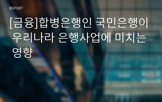 [금융]합병은행인 국민은행이 우리나라 은행사업에 미치는 영향