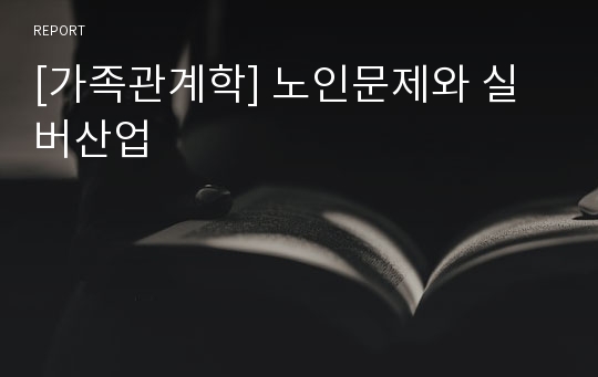 [가족관계학] 노인문제와 실버산업