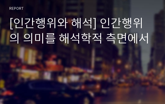 [인간행위와 해석] 인간행위의 의미를 해석학적 측면에서