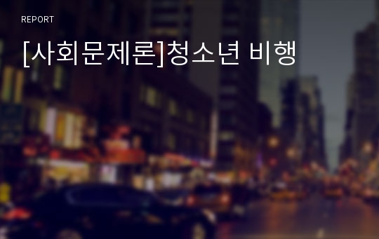 [사회문제론]청소년 비행