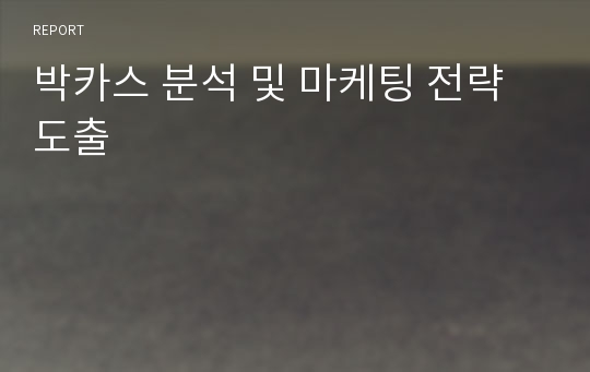 박카스 분석 및 마케팅 전략 도출