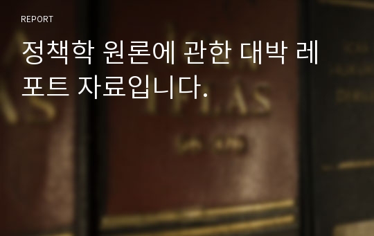 정책학 원론에 관한 대박 레포트 자료입니다.