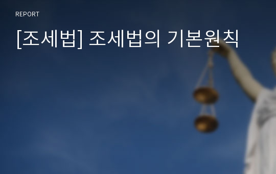 [조세법] 조세법의 기본원칙