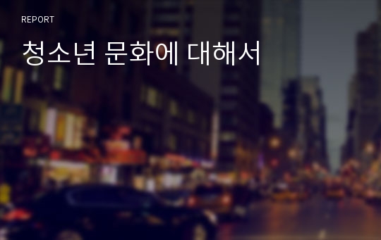 청소년 문화에 대해서