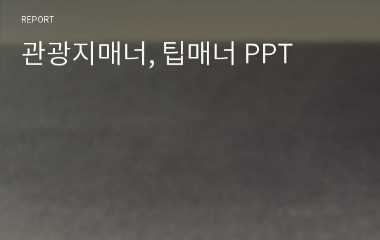 관광지매너, 팁매너 PPT