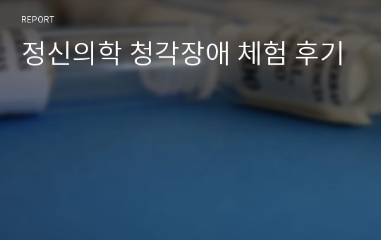 정신의학 청각장애 체험 후기