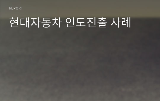 현대자동차 인도진출 사례