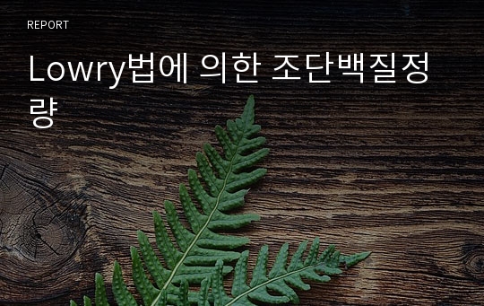 Lowry법에 의한 조단백질정량