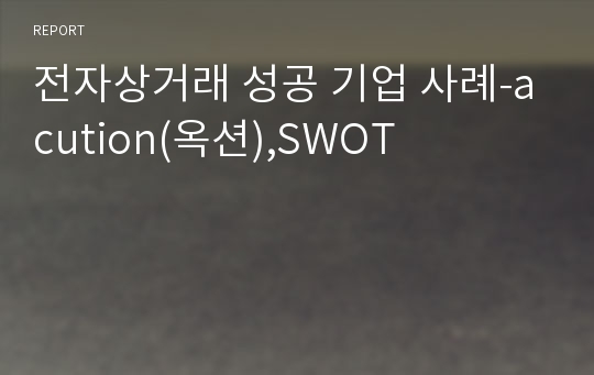 전자상거래 성공 기업 사례-acution(옥션),SWOT