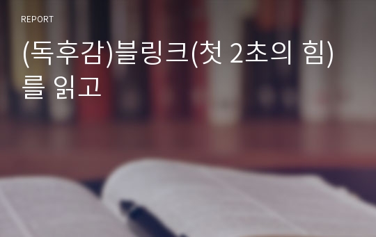 (독후감)블링크(첫 2초의 힘)를 읽고