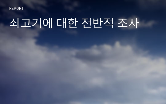 쇠고기에 대한 전반적 조사