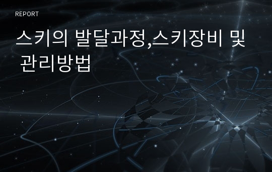 스키의 발달과정,스키장비 및 관리방법