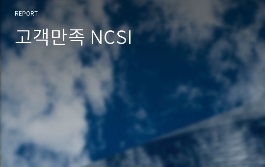 고객만족 NCSI