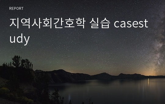 지역사회간호학 실습 casestudy