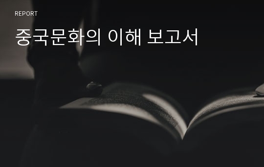 중국문화의 이해 보고서