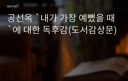 공선옥 `내가 가장 예뻤을 때`에 대한 독후감(도서감상문)