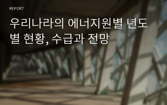 우리나라의 에너지원별 년도별 현황, 수급과 전망