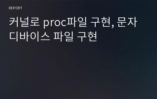 커널로 proc파일 구현, 문자디바이스 파일 구현