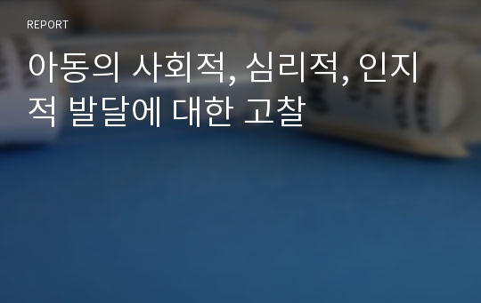 아동의 사회적, 심리적, 인지적 발달에 대한 고찰