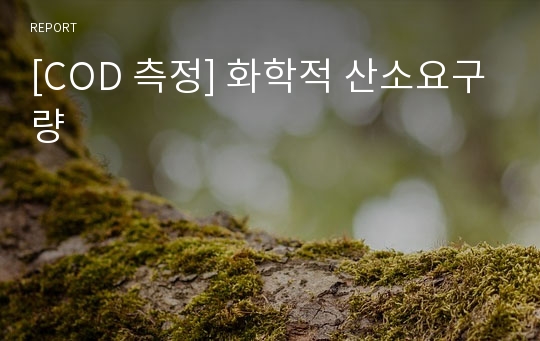 [COD 측정] 화학적 산소요구량