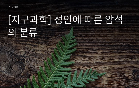 [지구과학] 성인에 따른 암석의 분류